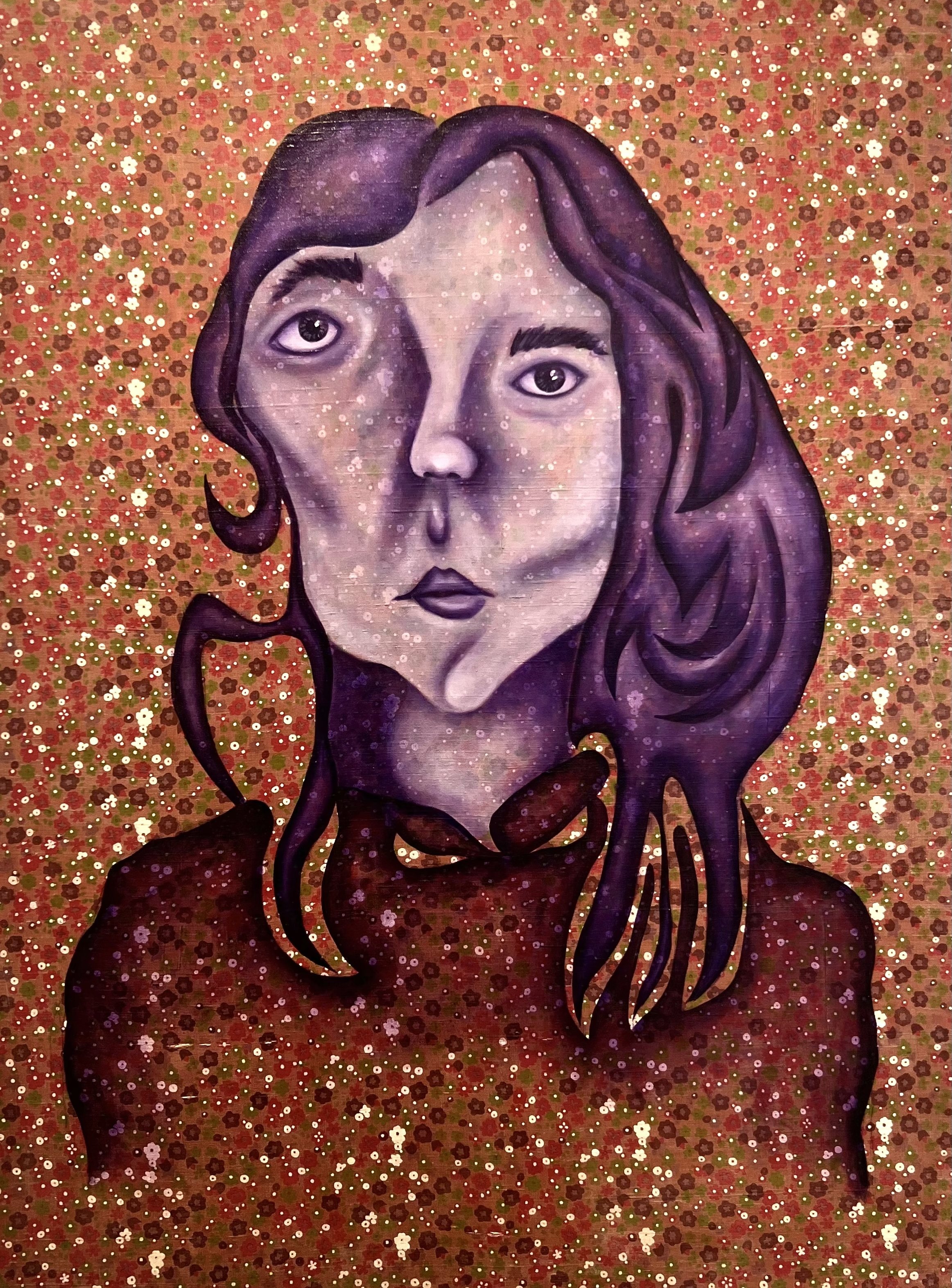 Carbon copy (2/2), oil on fabric on canvas, 30 in x 40 in, 2023 