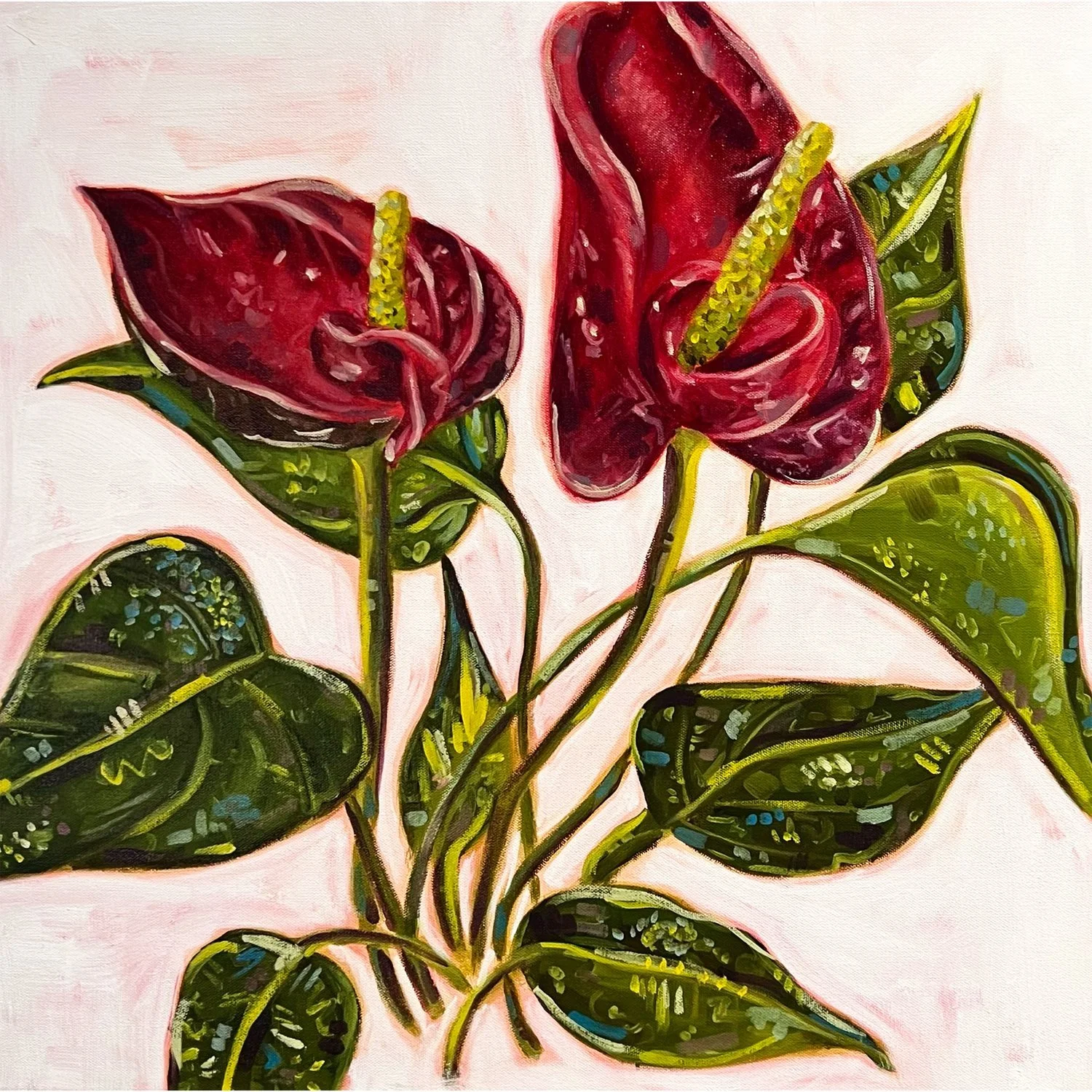 Maroon Bloom, oil on canvas, 2022