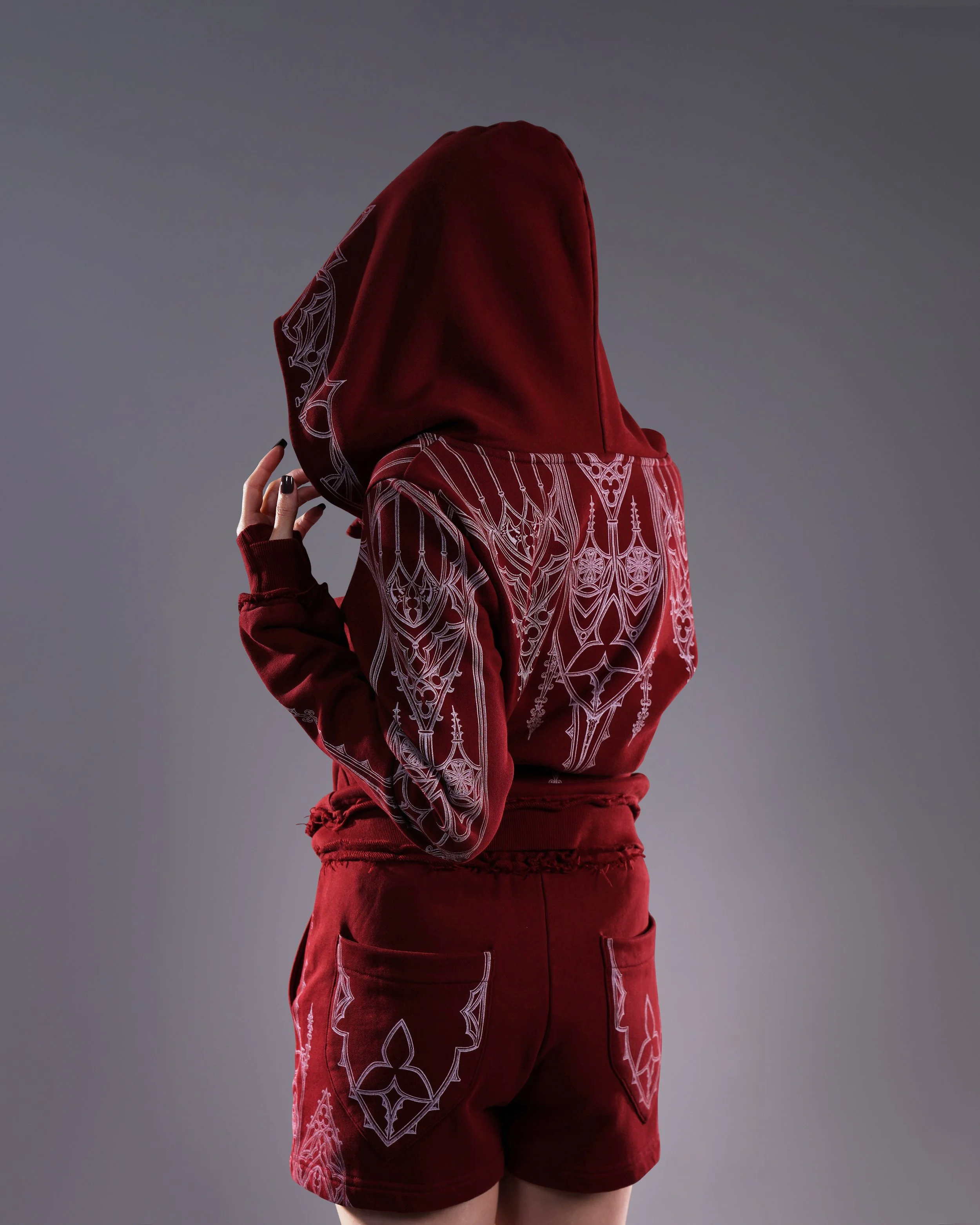 Artamiz Crimson Spire Burgundy Zip Up Hoodie Romantic Goth (17).jpg