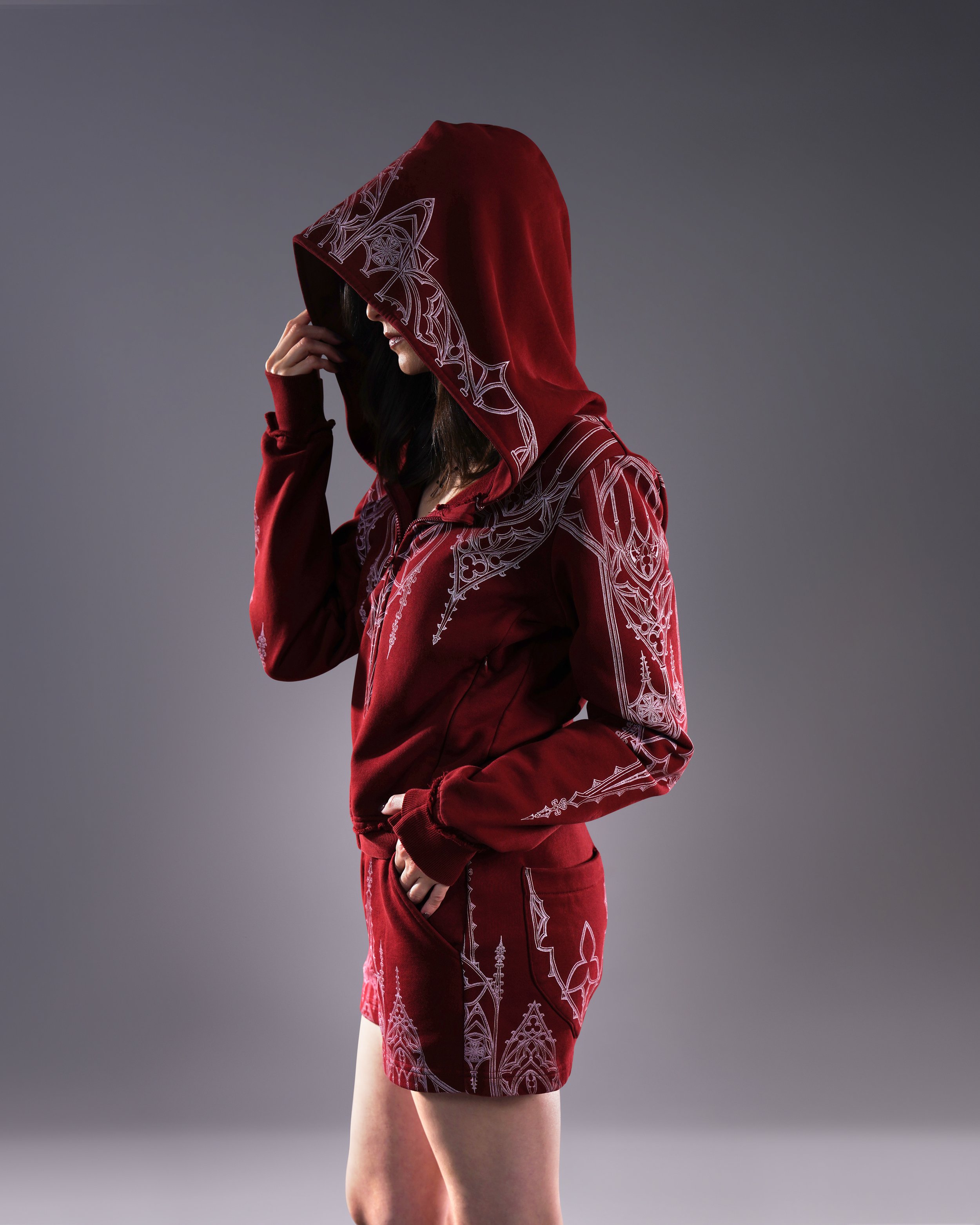 Artamiz Crimson Spire Burgundy Zip Up Hoodie Romantic Goth (19).jpg