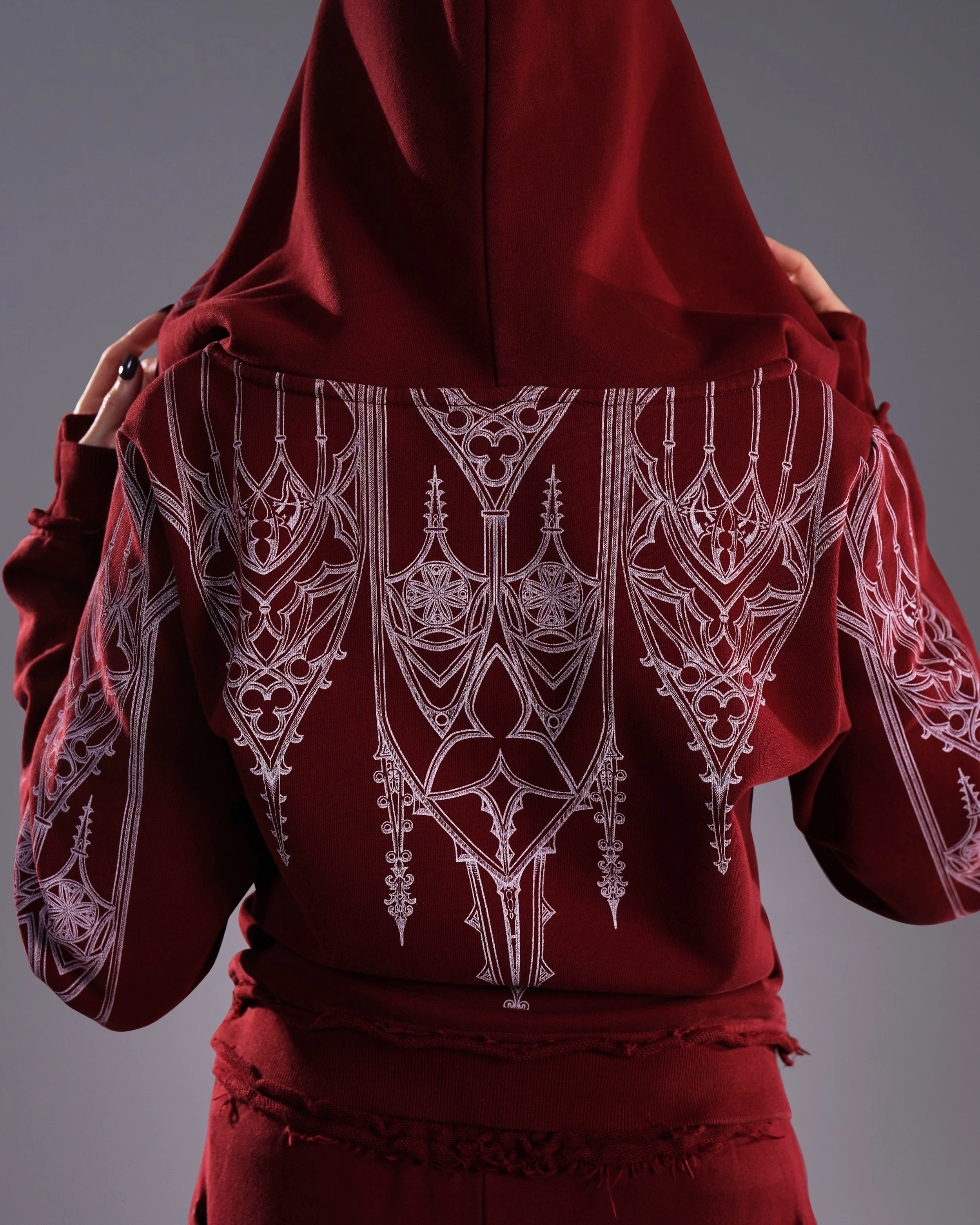 Artamiz Crimson Spire Burgundy Zip Up Hoodie Romantic Goth (18).jpg