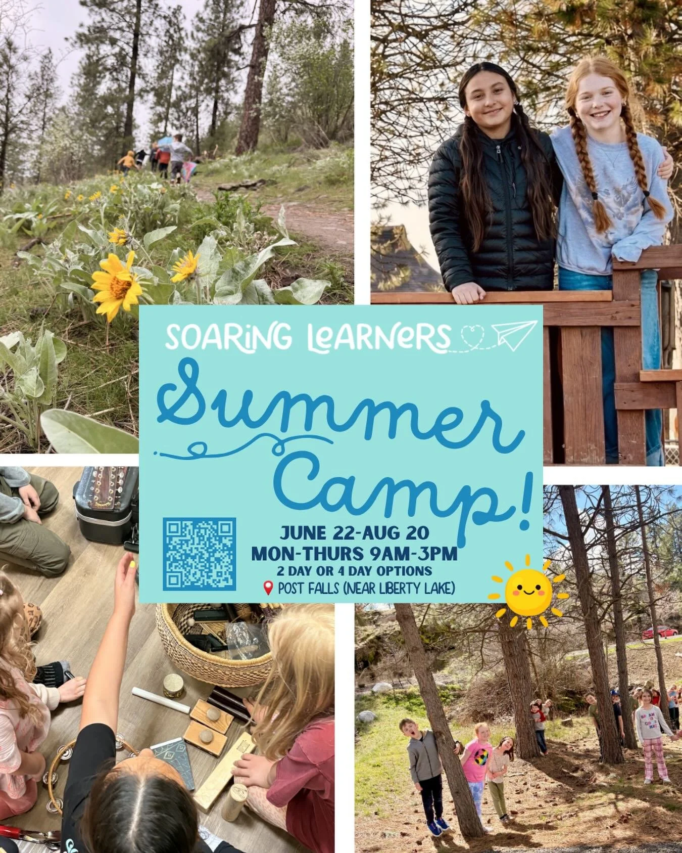 ☀️ Summer is almost here and we are SO excited for another season of adventure, creativity, friendship, and hands-on learning at Soaring Learners! ✈️🌲

Our Summer Adventure Series is designed for kids who love to explore, create, move, build, imagin