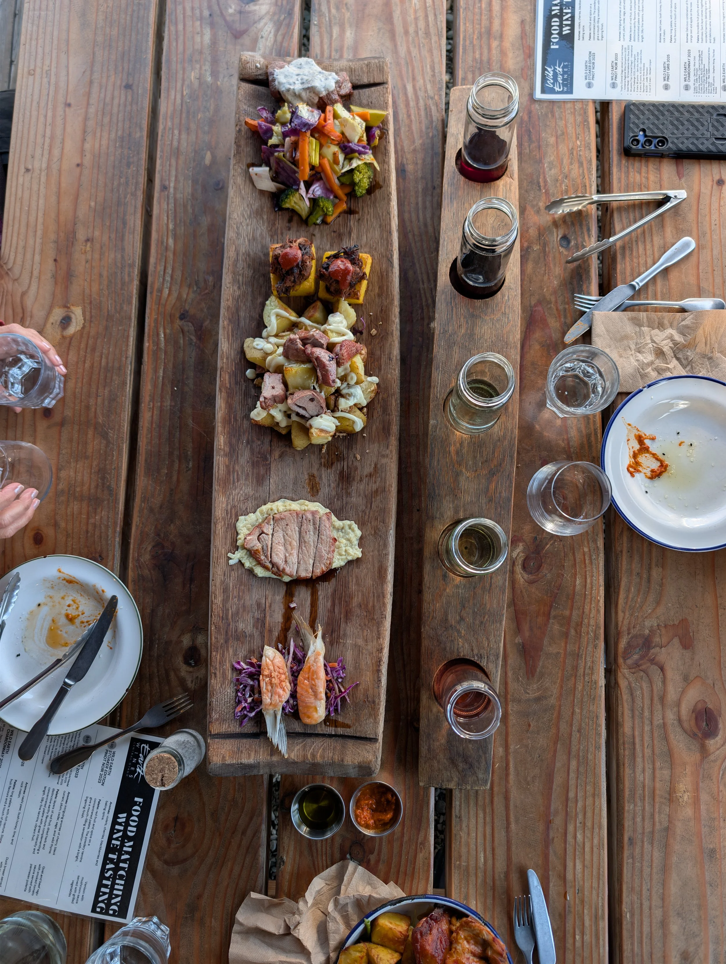 Meats: Venison, goat ragu, duck, pork, salmon
