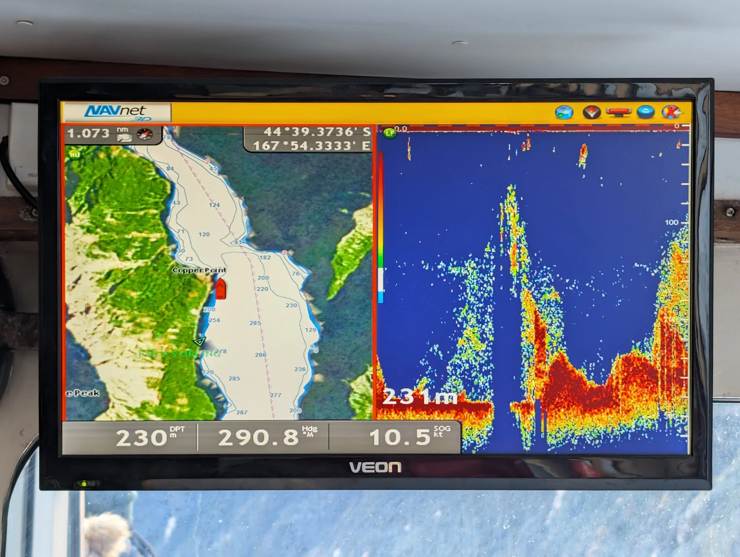 Showing our location and water depth