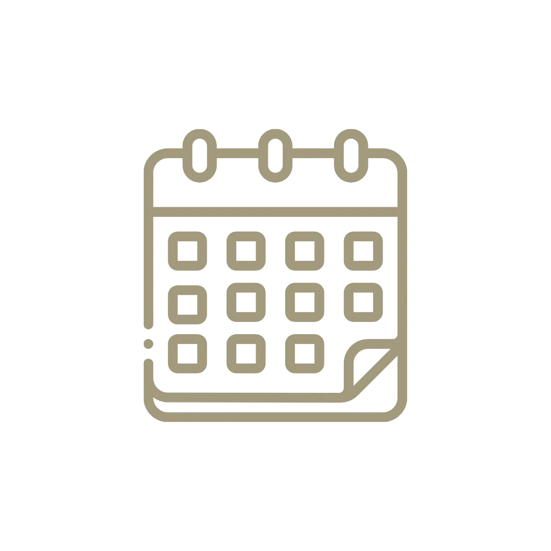 Icon of a calendar with a pen at the bottom right corner.