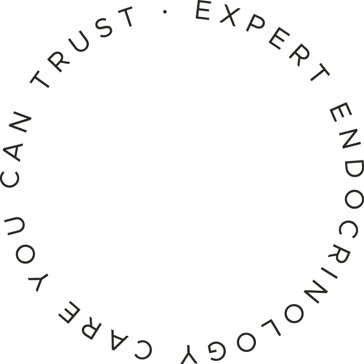 Circular submark that says Expert Endocrinology Care You Can Trust