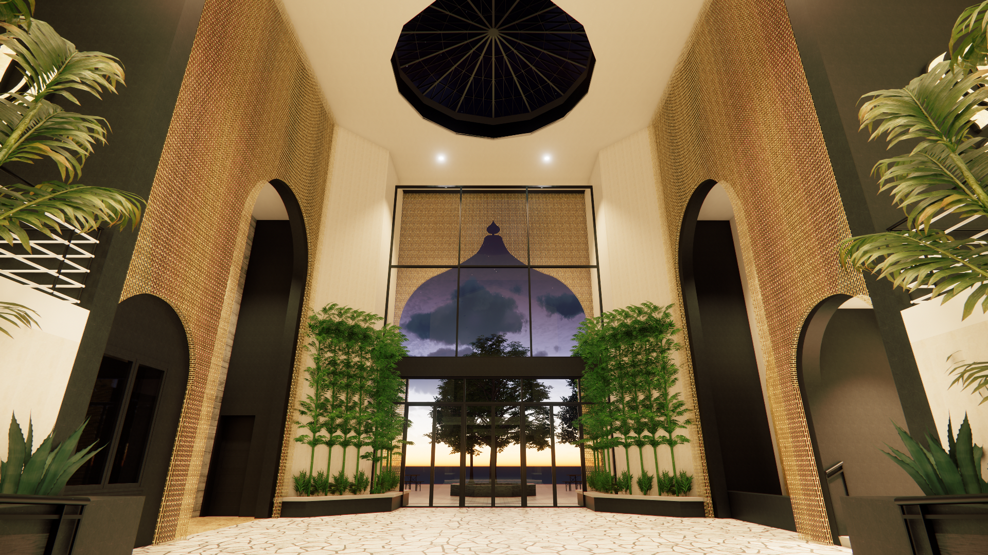 Enscape_2024-12-30-04-42-05_Darbar & Langer Entry Lobby Dusk.png