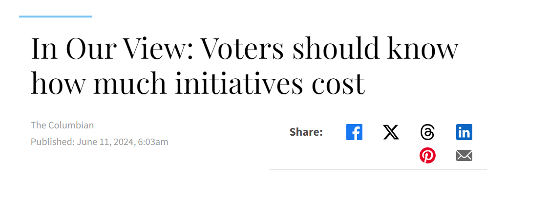 columbian: In Our View: Voters should know how much initiatives cost