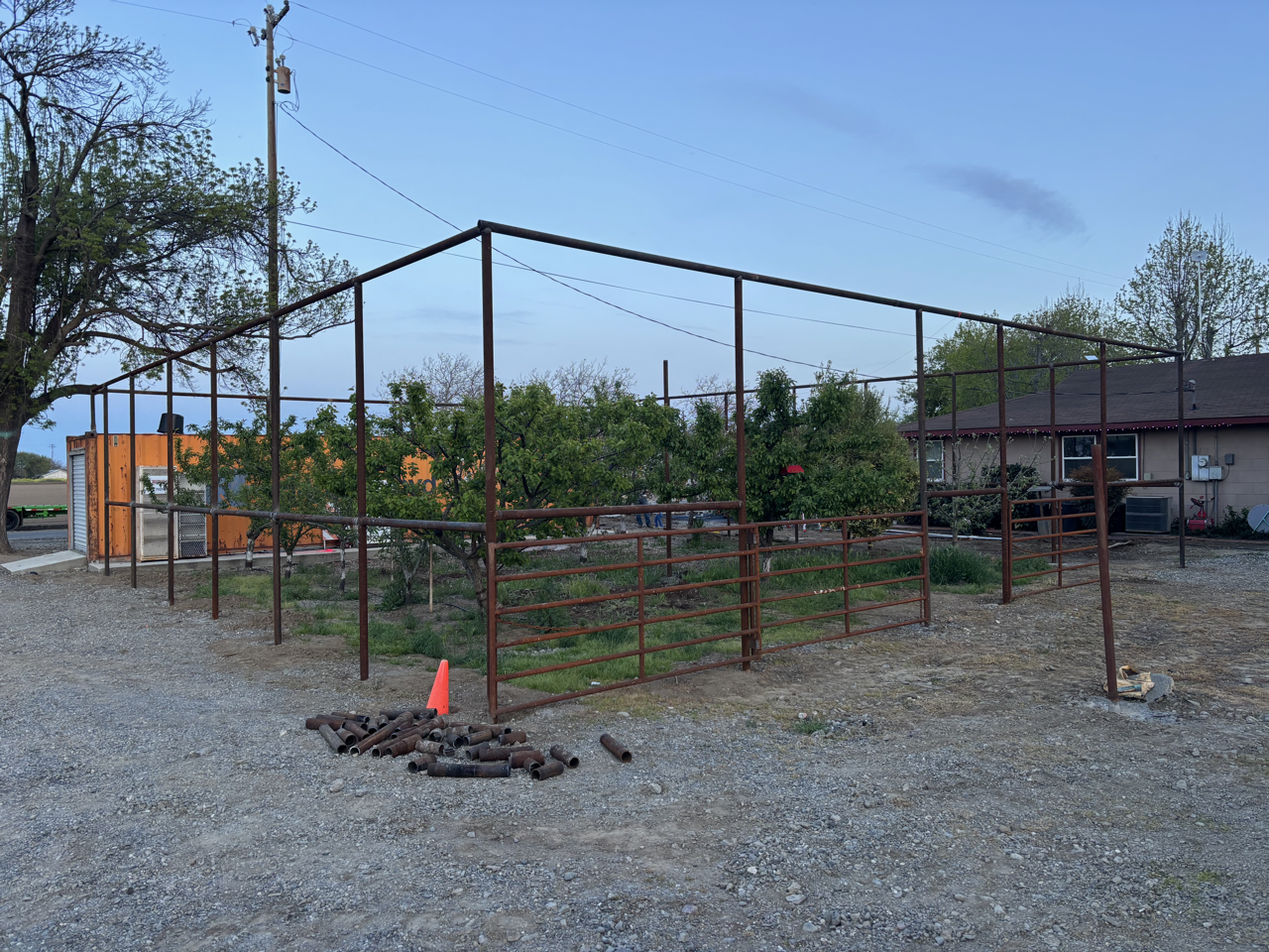 Large Orchard Bird Cage Construction in Williams, CA (1/3)