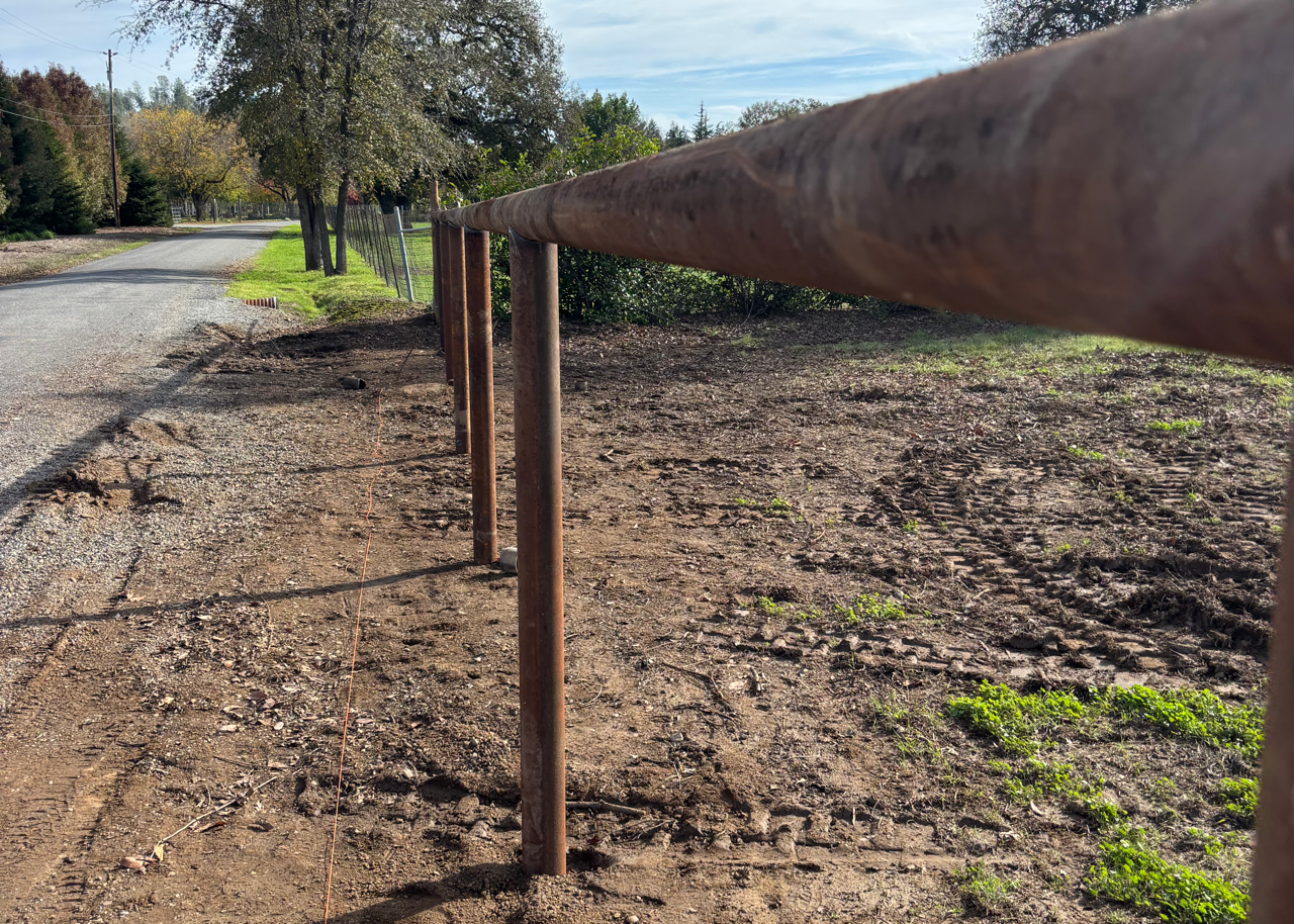 4.5" Pipe Fence Install in Palo Cedro, CA (4/7)