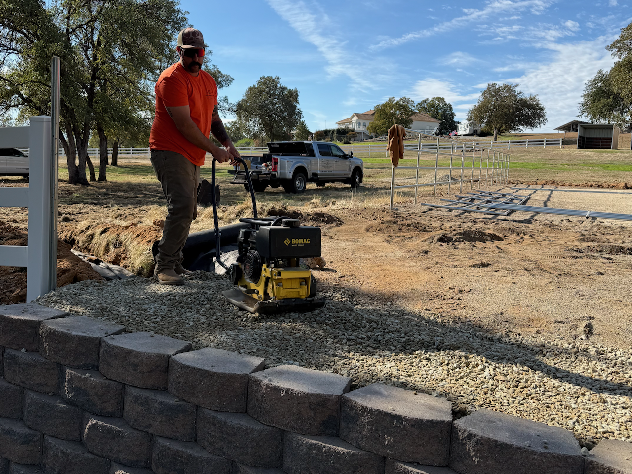 Horse Arena Erosion Repair with Block Retaining Wall in Palo Cedro, CA (6/8)