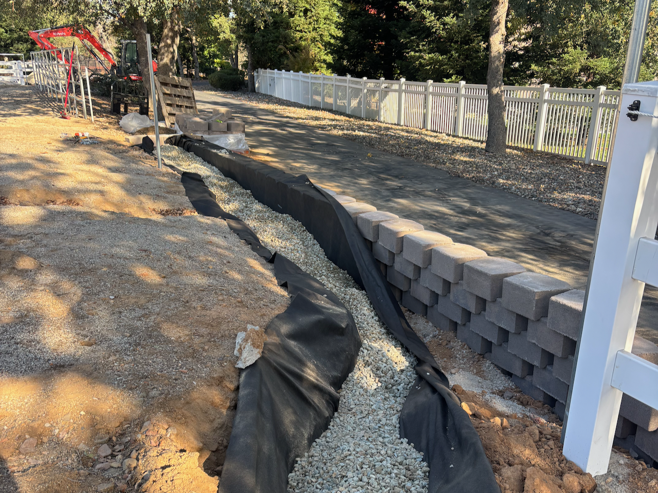 Horse Arena Erosion Repair with Block Retaining Wall in Palo Cedro, CA (5/8)