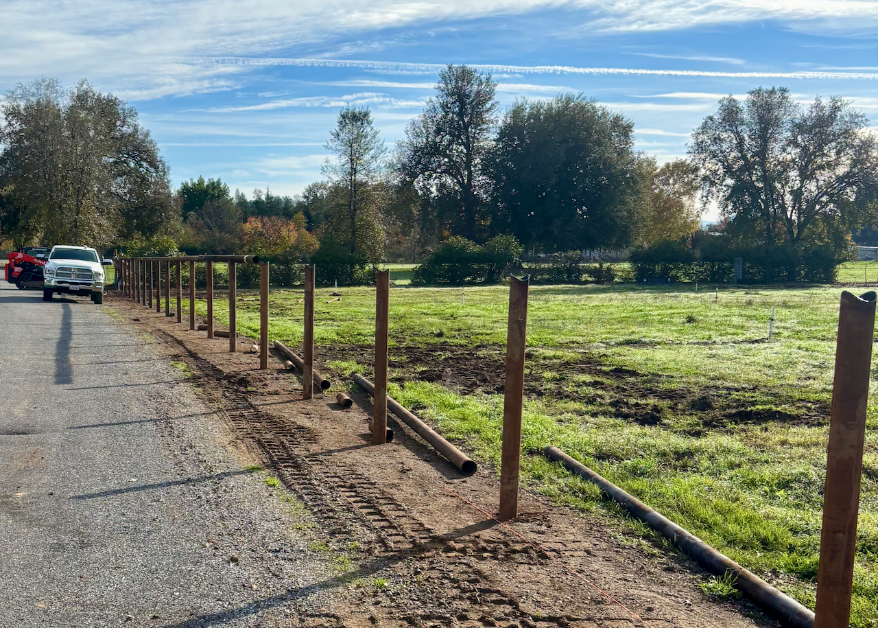 4.5" Pipe Fence Install in Palo Cedro, CA (4/5)