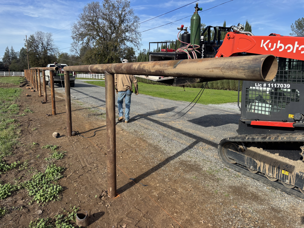 4.5" Pipe Fence Install in Palo Cedro, CA (3/7)
