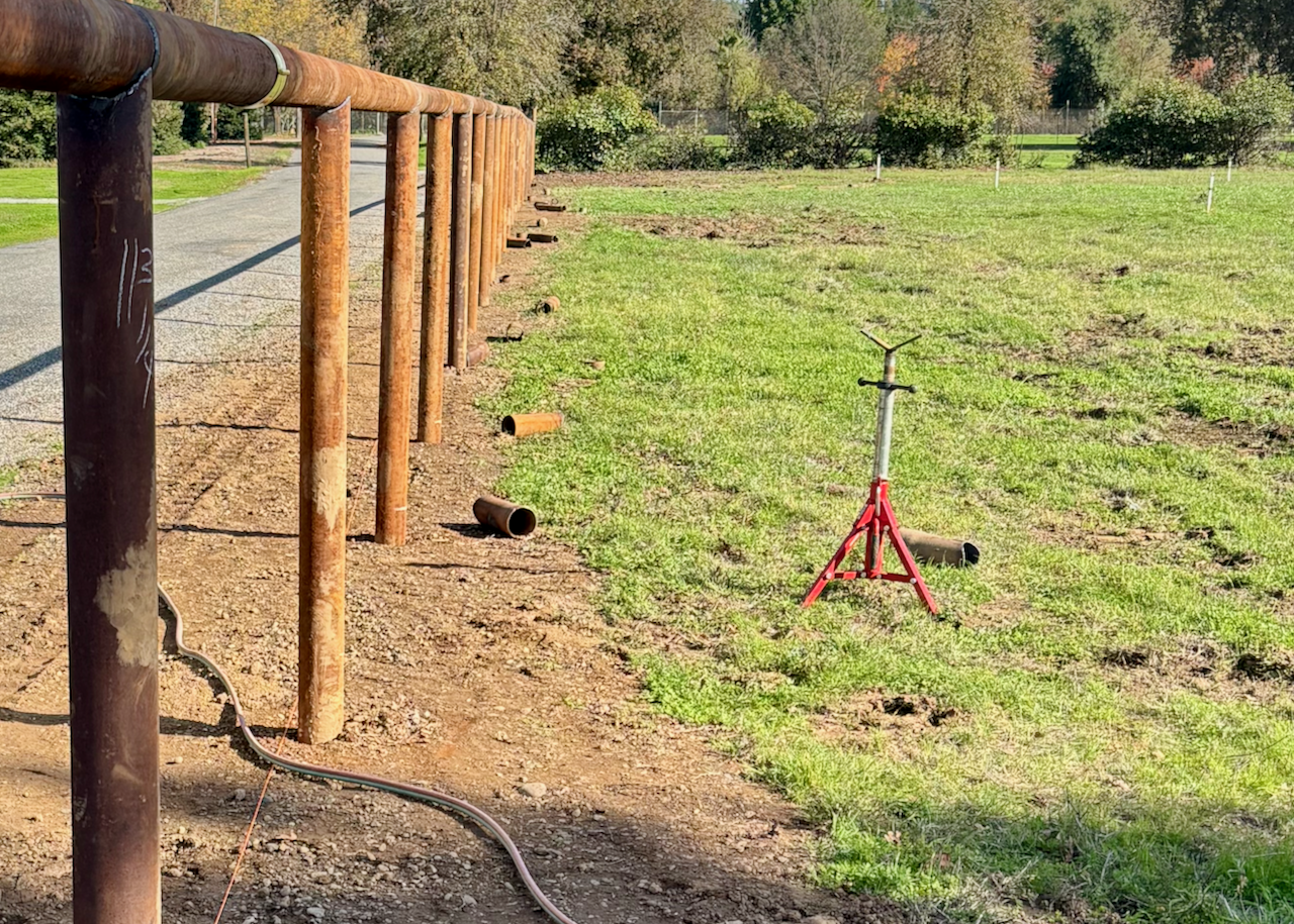 4.5" Pipe Fence Install in Palo Cedro, CA (5/5)