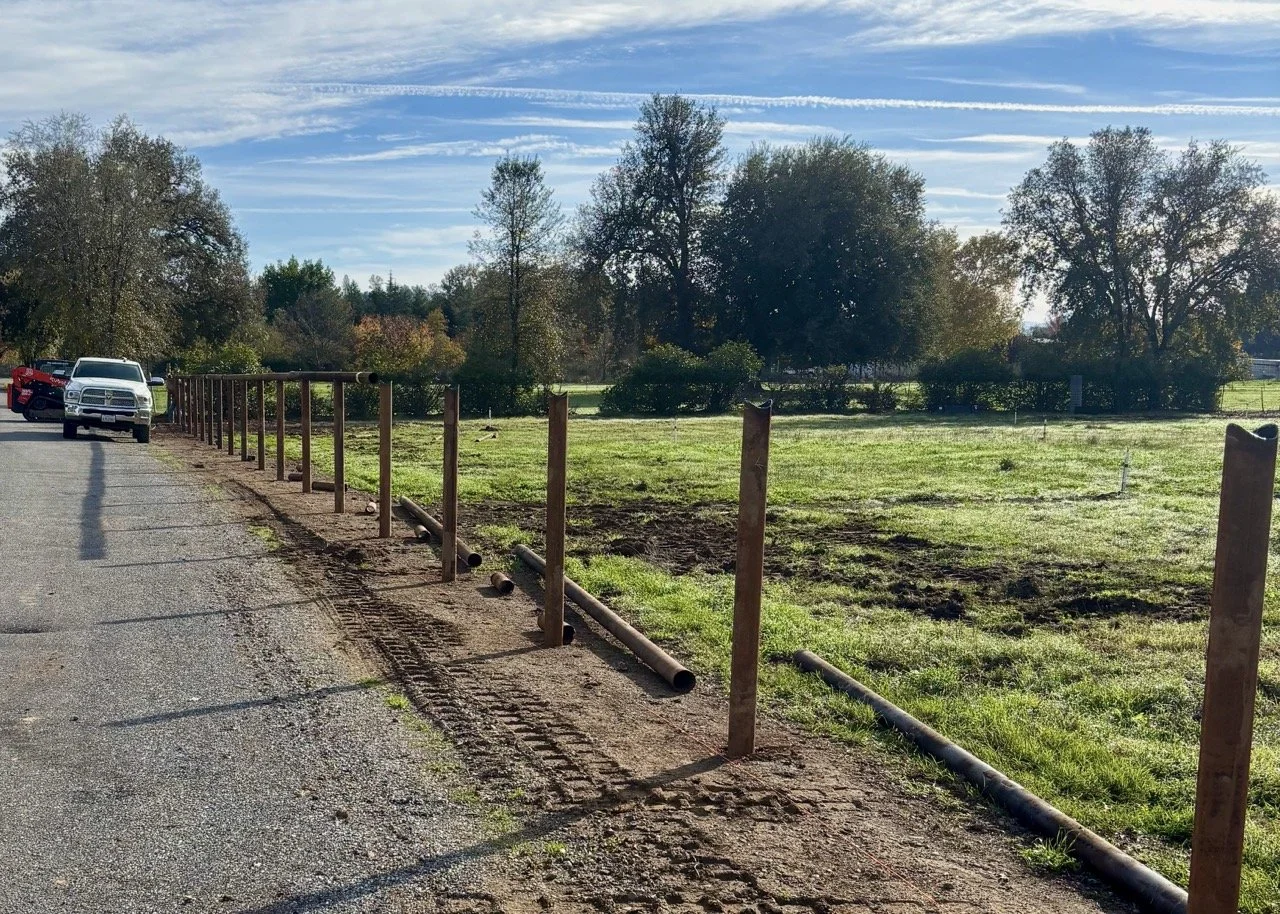 4.5" Pipe Fence Install in Palo Cedro, CA (1/7)