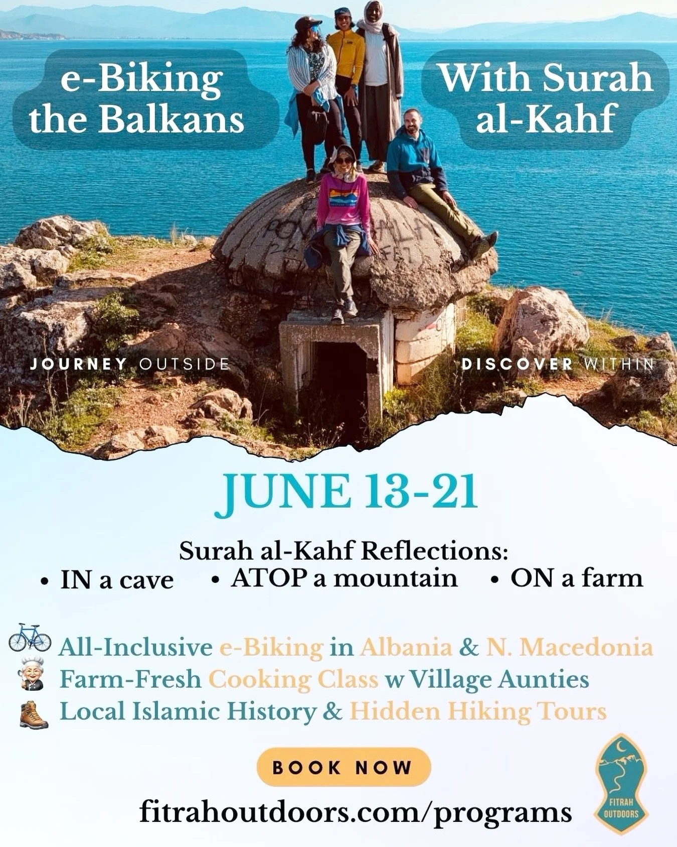 9 days. Albania &amp; North Macedonia. 
e-bikes, mountains, ancient lakes. 
Sohbah with village aunties. 
Everything included. 🏔️🚵🏽&zwj;♂️

June 13&ndash;21, 2026 
Group capped at 10.

🌙 $300 Ramadan discount &mdash; expires when Ramadan ends. Li