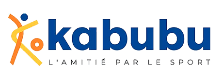 Logo de Kabubu avec un symbole de sport coloré et le texte 'Kabubu' et 'L'amitié par le sport'.
