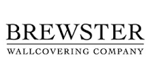 Brewster Wallcovering Company logo is written is black, classic letters with a line running through the middle