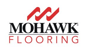 Mohawk Flooring logo featuring a group of three red lines, with sleek black and red color scheme.