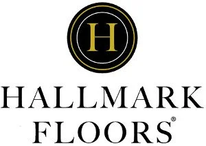 Hallmark Floors logo featuring a distinctive black circle with an H inside, with sleek black scheme.