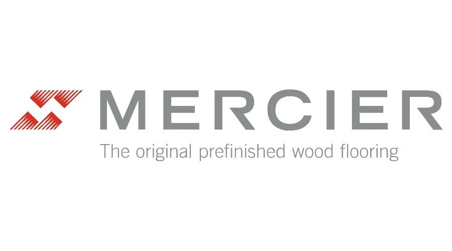 Mercier logo featuring the tagline 'The original prefinished wood flooring,' in modern typography with red and gray colors.