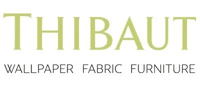 Thibaut logo written in lime green, classic font with the words, "Wallpaper Fabric Furniture" underneath