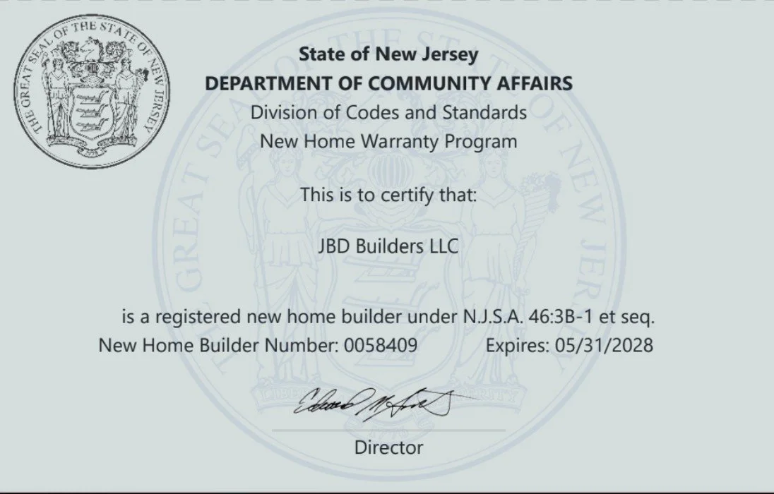 We're officially a licensed New Home Builder in New Jersey!

In addition our Remodeler's License we are expanding our capabilities into completely new builds.