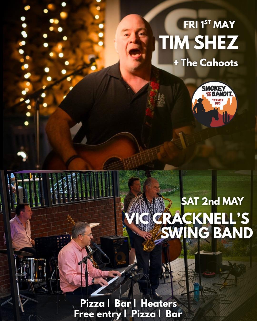 THIS WEEKEND AT BIRDIES 🙌

Friday
🎶 Tim Shez
Support from Cahoots
🔥 Smokey and the Bandit food truck joining us
🍕 Stone baked pizzas as always
Music from 7pm, bar open, heaters ready for later

Saturday
💃 Swing dance vibes
🎷 Vic Cracknell&rsquo
