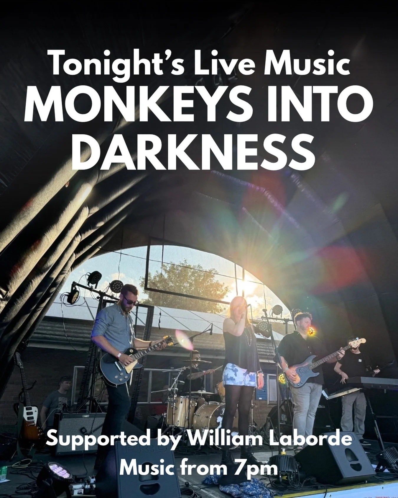 ☀️ Tonight at Birdies! 🎶🍻

It looks like we&rsquo;re in for a lovely evening and we&rsquo;ve got some fantastic live music lined up to kick off the weekend.

Monkeys Into Darkness take to the stage with a set packed full of 90s and 00s crowd tunes,