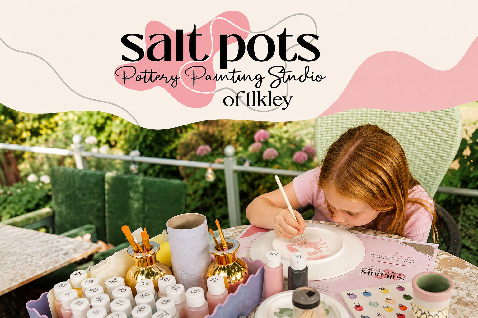 Pottery Painting outside on the terrace