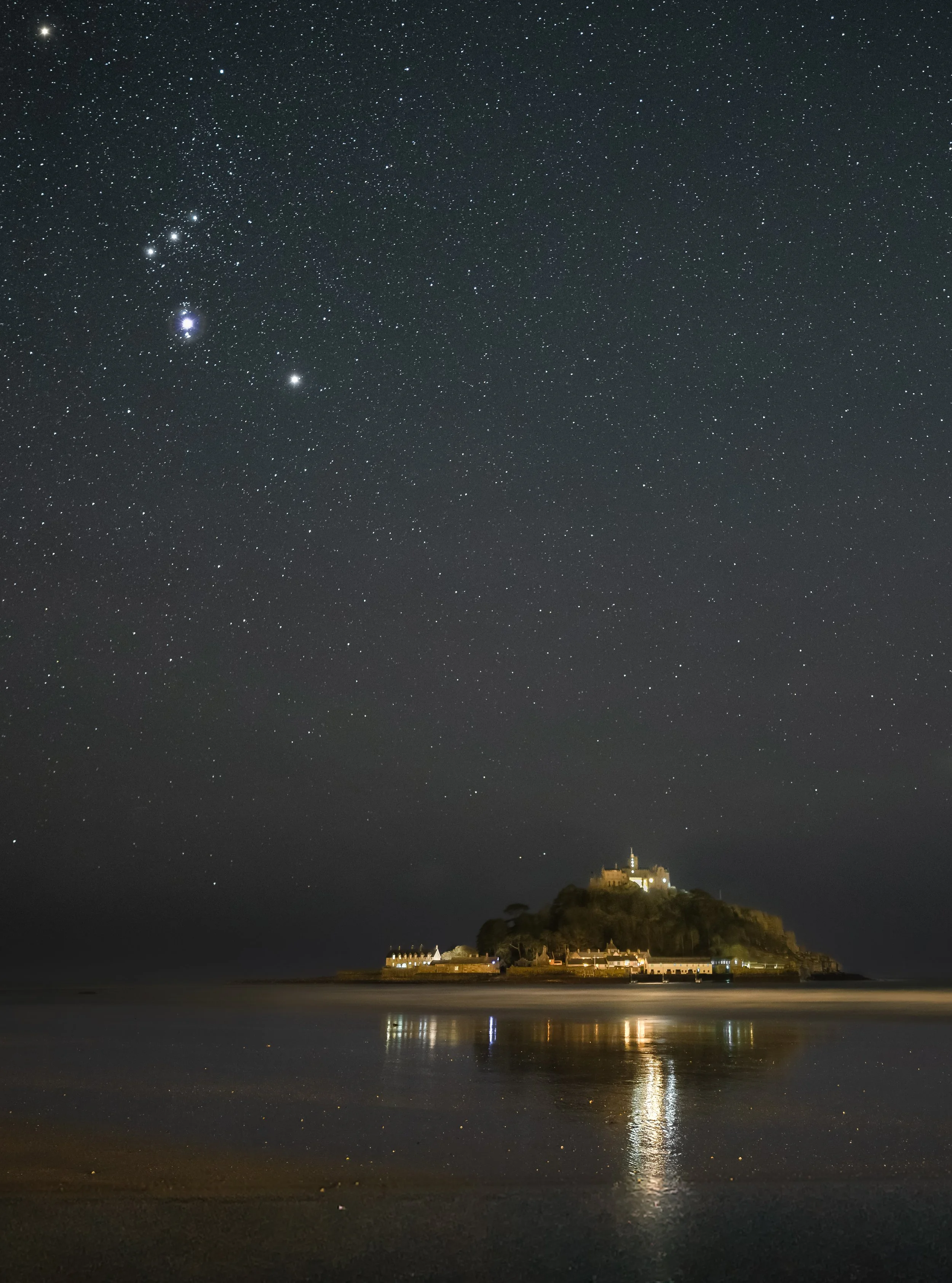 Orion over St Michael's Mount, Cornwall, UK