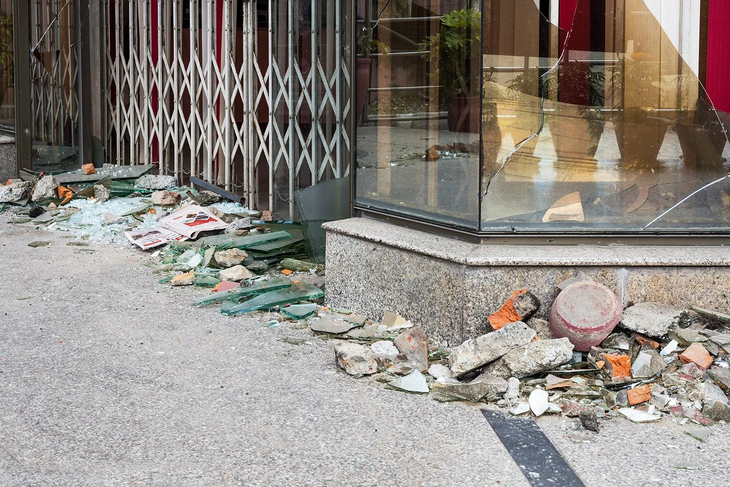 [Act III: Aftermath]. Ruins of the attacked RBB Bank.