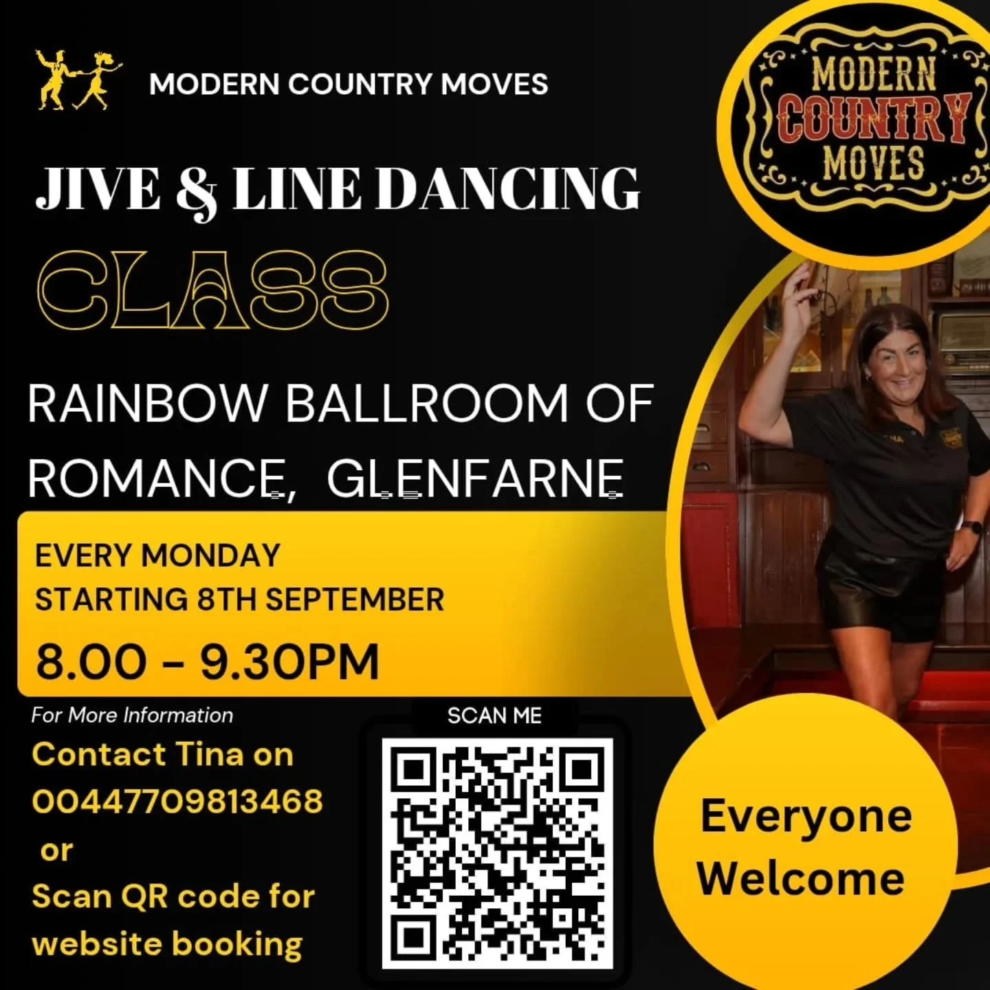 Modern Country Moves is back at The Rainbow Ballroom, Glenfarne, this September for jive and line dancing!

Can't wait to get back into the swing of things with a warm atmosphere and loads of fun at these classes. Everyone welcome! If you've ever tho