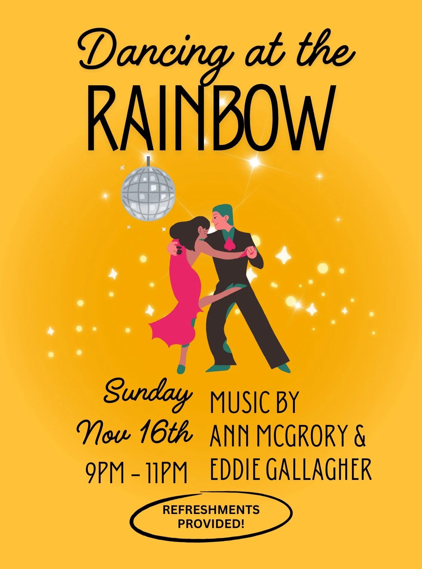 Dancing at The Rainbow Ballroom, Sunday November 16th!!

Fab night's entertainment with great music by Ann McGrory and Eddie Gallagher!

9pm-11pm.

Refreshments provided.

#socialdancing #dancing #glenfarne #rainbowballroom #ballroomofromance