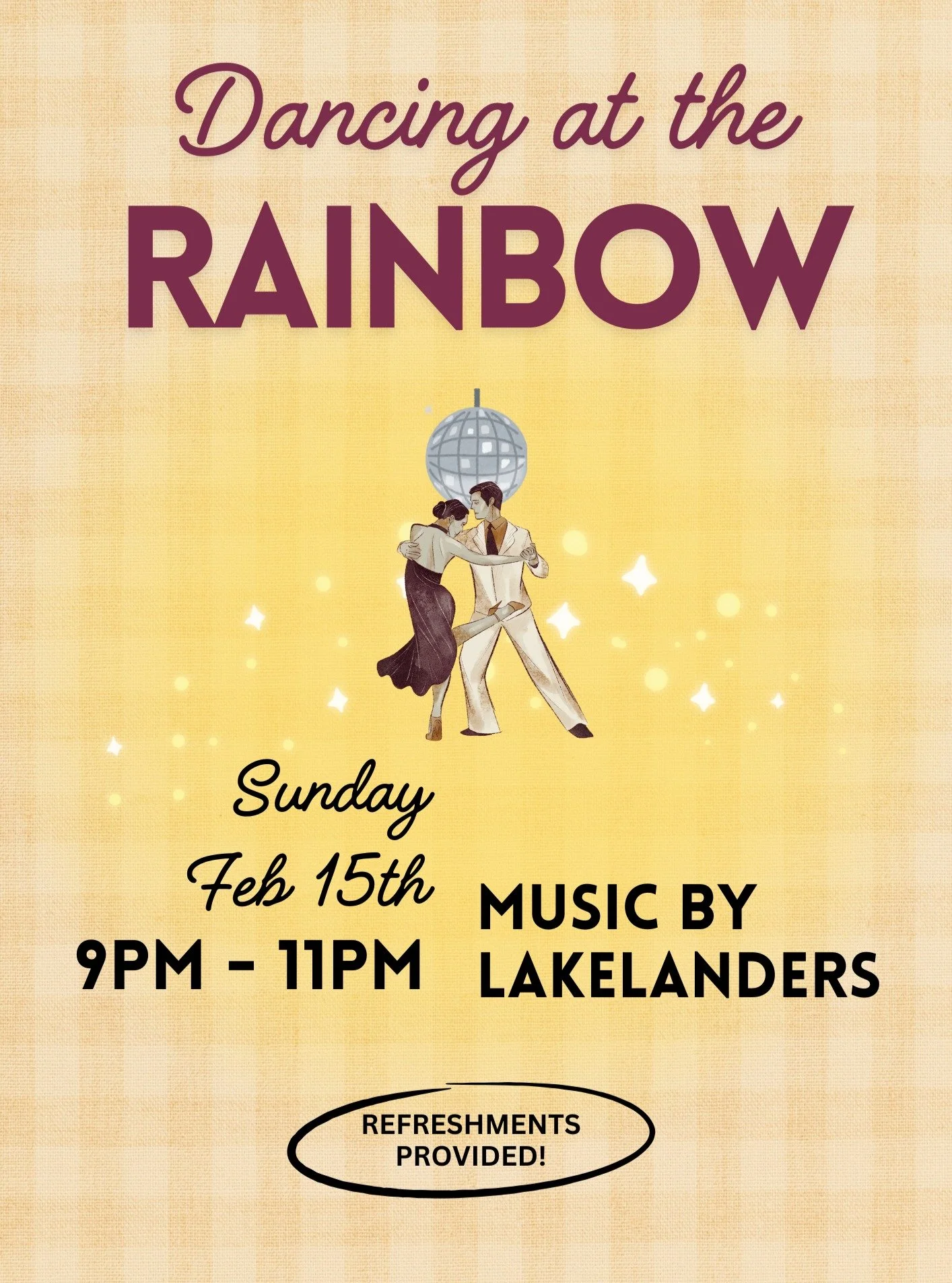 Dancing at The Rainbow, Glenfarne!

Sunday Feb 15th, dancing from 9pm-11pm

Fab tunes by Lakelanders.

Refreshments provided on the night.
Everyone welcome to come down and get involved, we can't wait!

#socialdancing #ballroomofromance