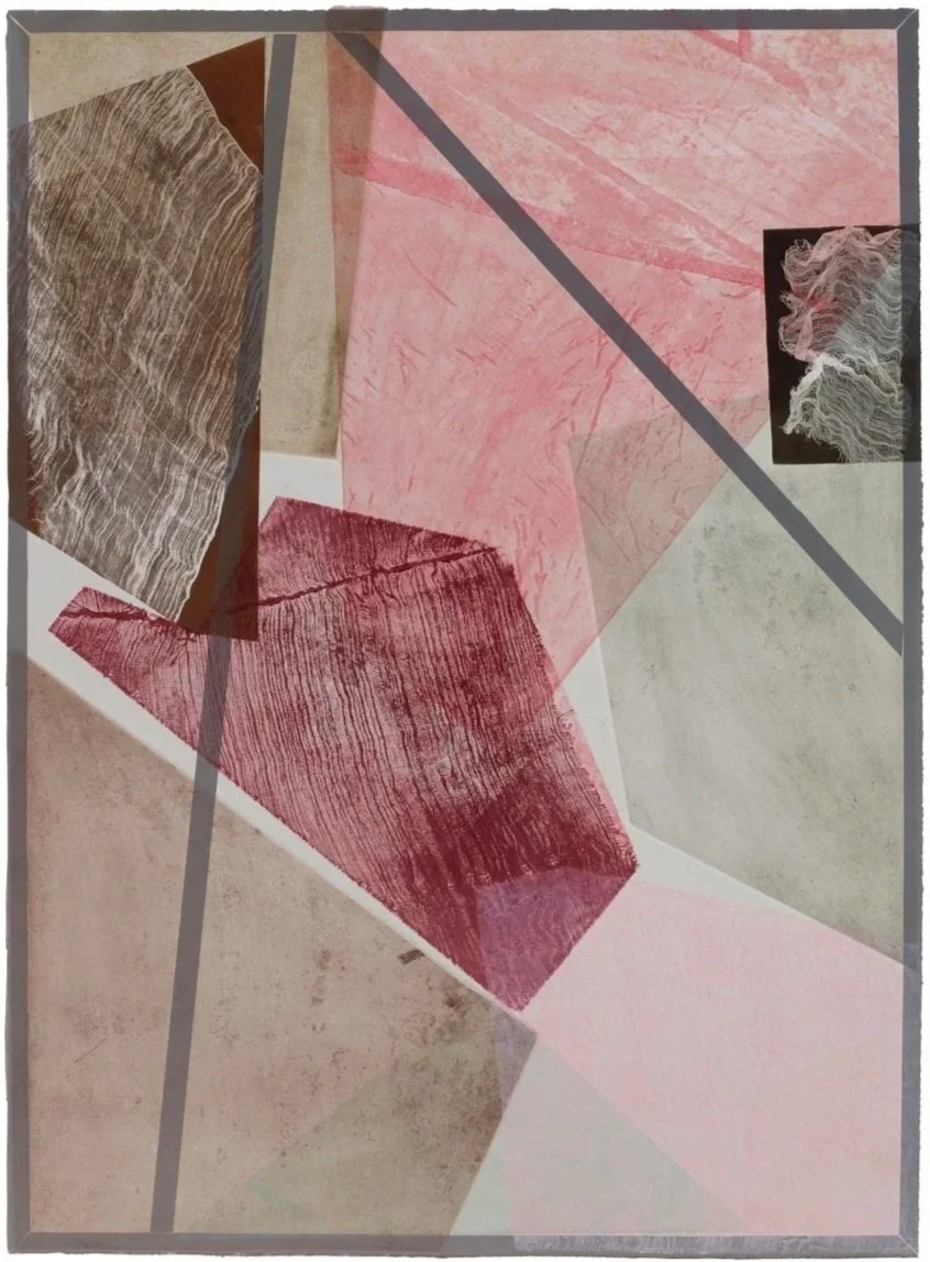 Martha Tuttle   
Semiconscious, or like fragments of light through a fractured lens II, 2023   Monoprint with found metal intaglio, woodblock, pressure printing, and relief printing on Rives BFK    40 x 30 in  (101.6 x 76.2 cm) 45 x 33 3/4 in  (114.3