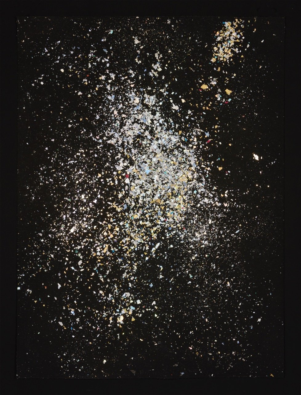 Tara Donovan   
Untitled, 2024 
Reflective foil from CD-Rs embedded in oil-based ink on Arches Cover paper
   
17 3/4 x 23 3/4 in.   
Artist designed frame   
Published by Farrington Press