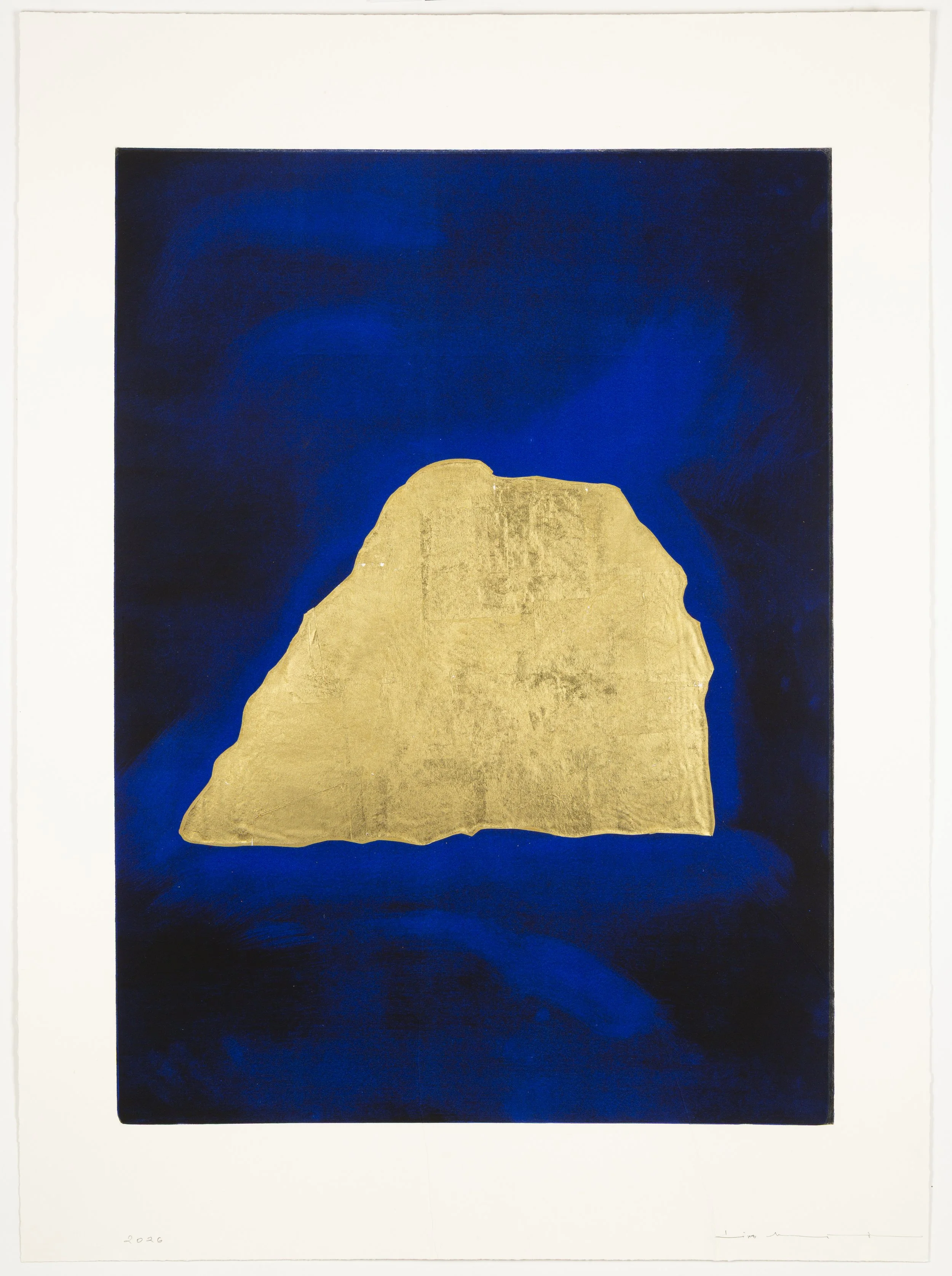 Cosmic Levitation 2, 2026  
Monotype from a steel matrix with 24-karat gold leaf and pigment on paper  
28 x 38 in. (71.1 x 96.5 cm)  
1 of 1  
Published by Farrington Press  
$9,000  