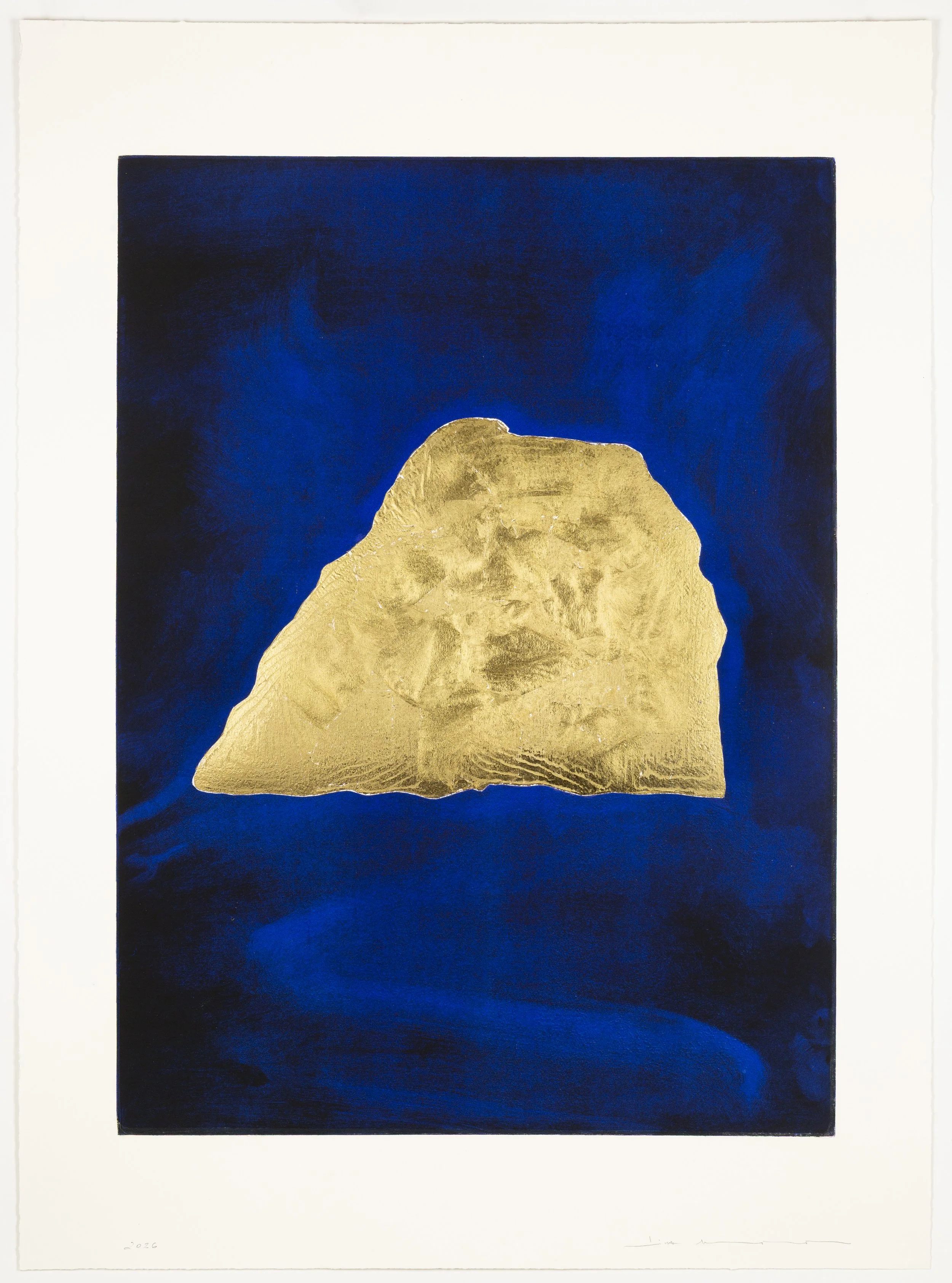 Cosmic Levitation 3, 2026  
Monotype from a steel matrix with 24-karat gold leaf and pigment on paper  
28 x 38 in. (71.1 x 96.5 cm)  
1 of 1  
Published by Farrington Press  
$9,000  