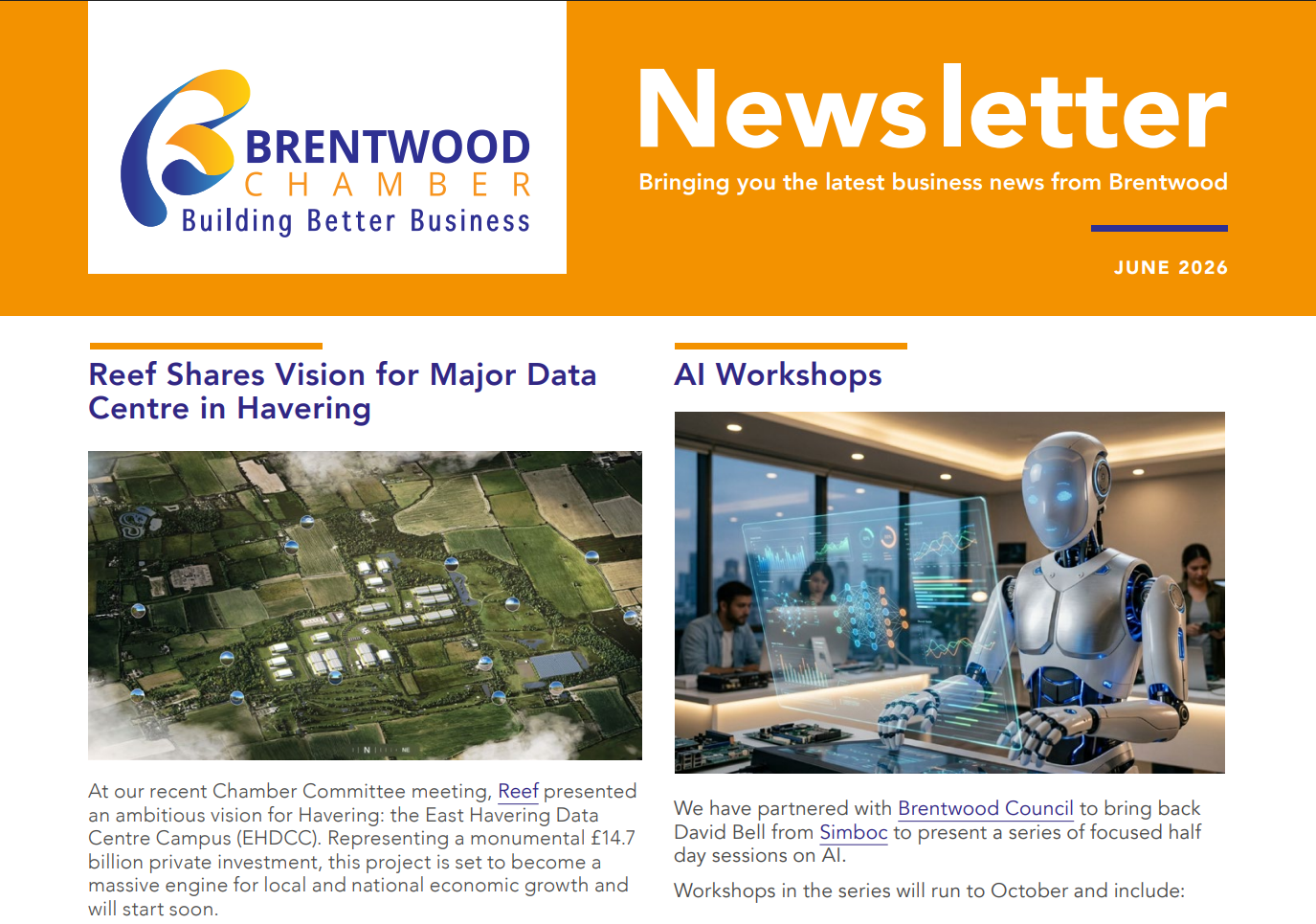 Brentwood Chamber Newsletter - Reef Shares Vision for Major Data Centre in Havering