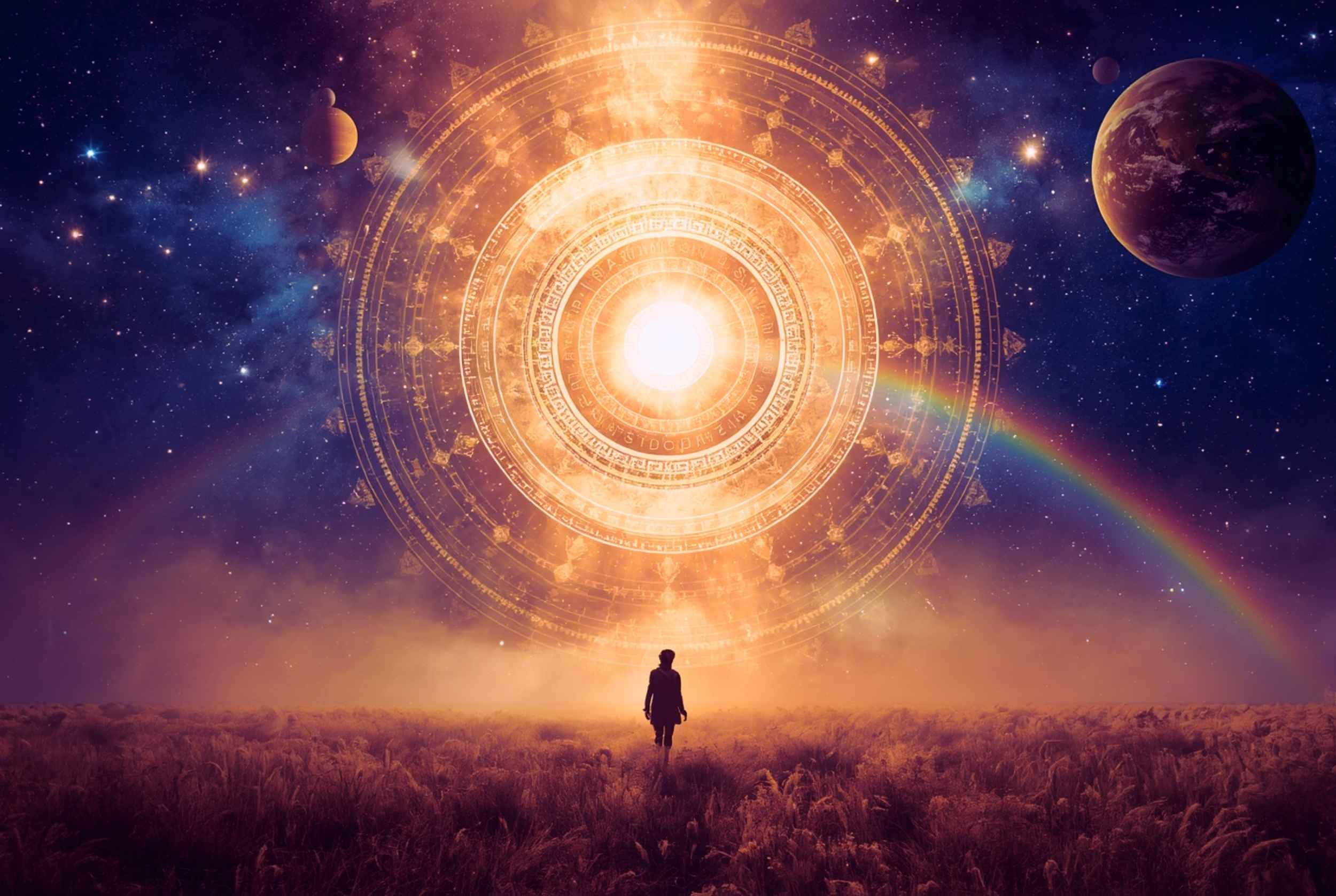 Spiritual depiction of Adhik Maas transforming from the orphan month into Purushottama Maas within the infinite space of Chid Akash.