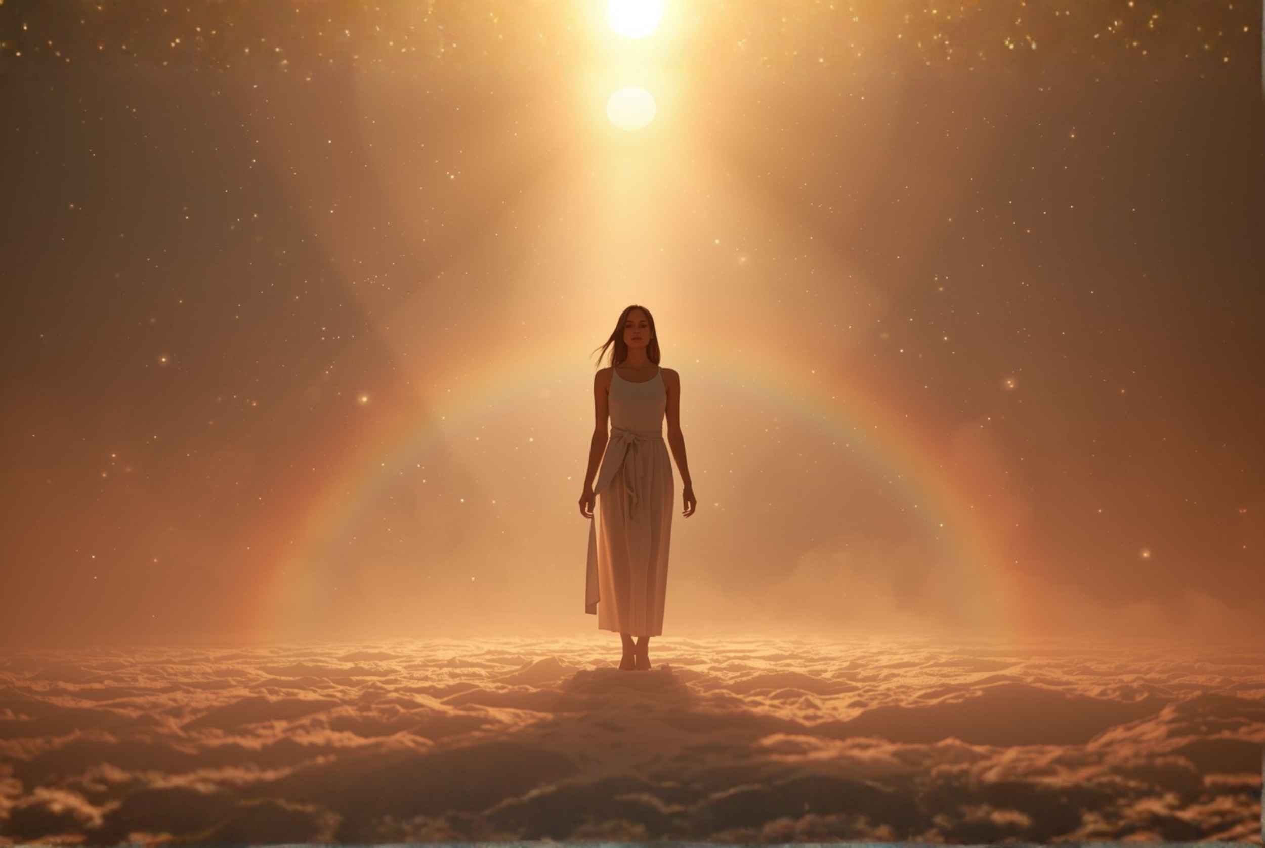 Woman choosing inner intuition over external spiritual authority, representing spiritual sovereignty and self-trust