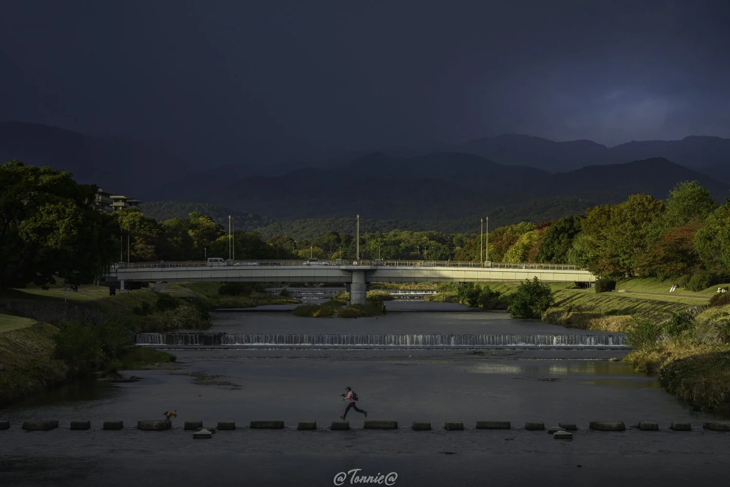 Kyoto brug walking the dog ss.jpg