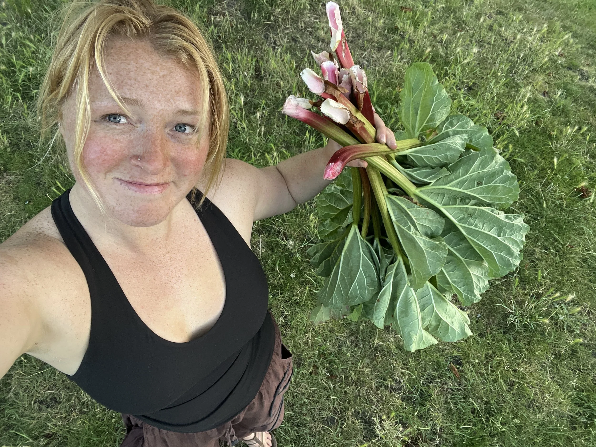 A woman holding flowers.