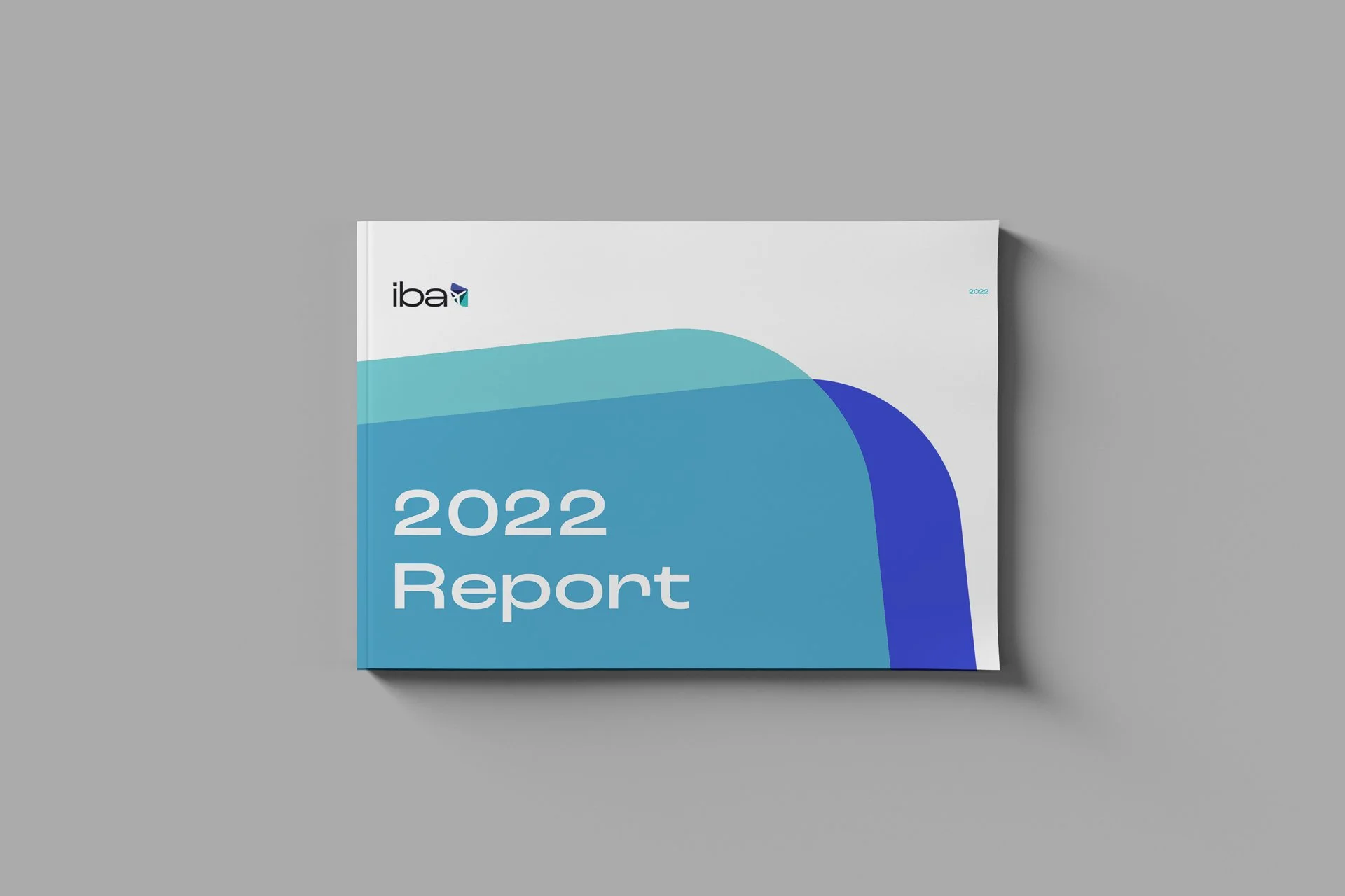 Cover of a 2022 report with blue and teal abstract design and 'iba' logo in the top left corner on a gray background.