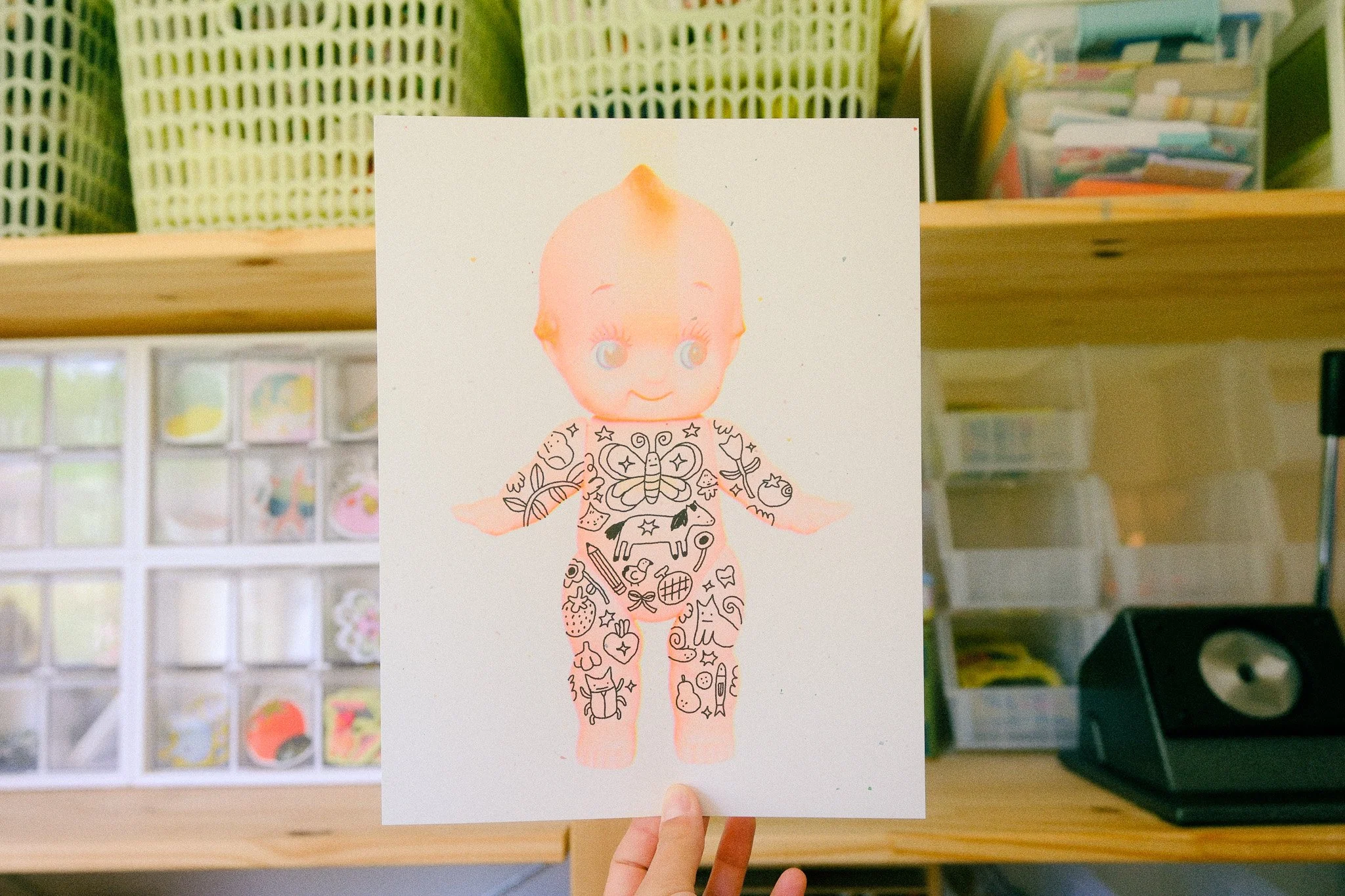 tatted kewpie riso print