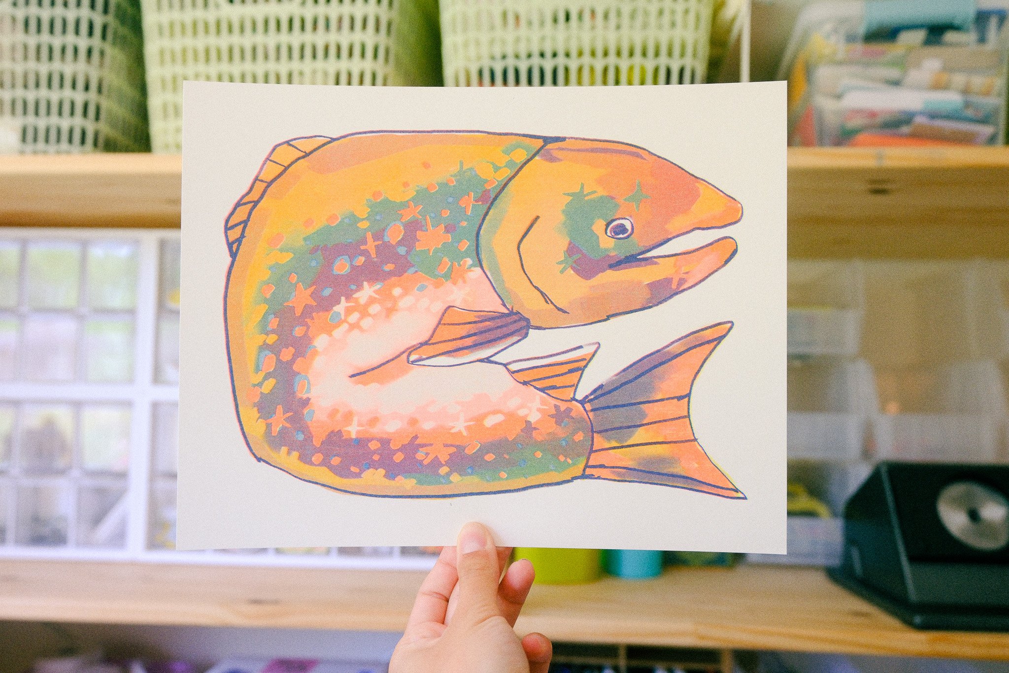salmon riso print