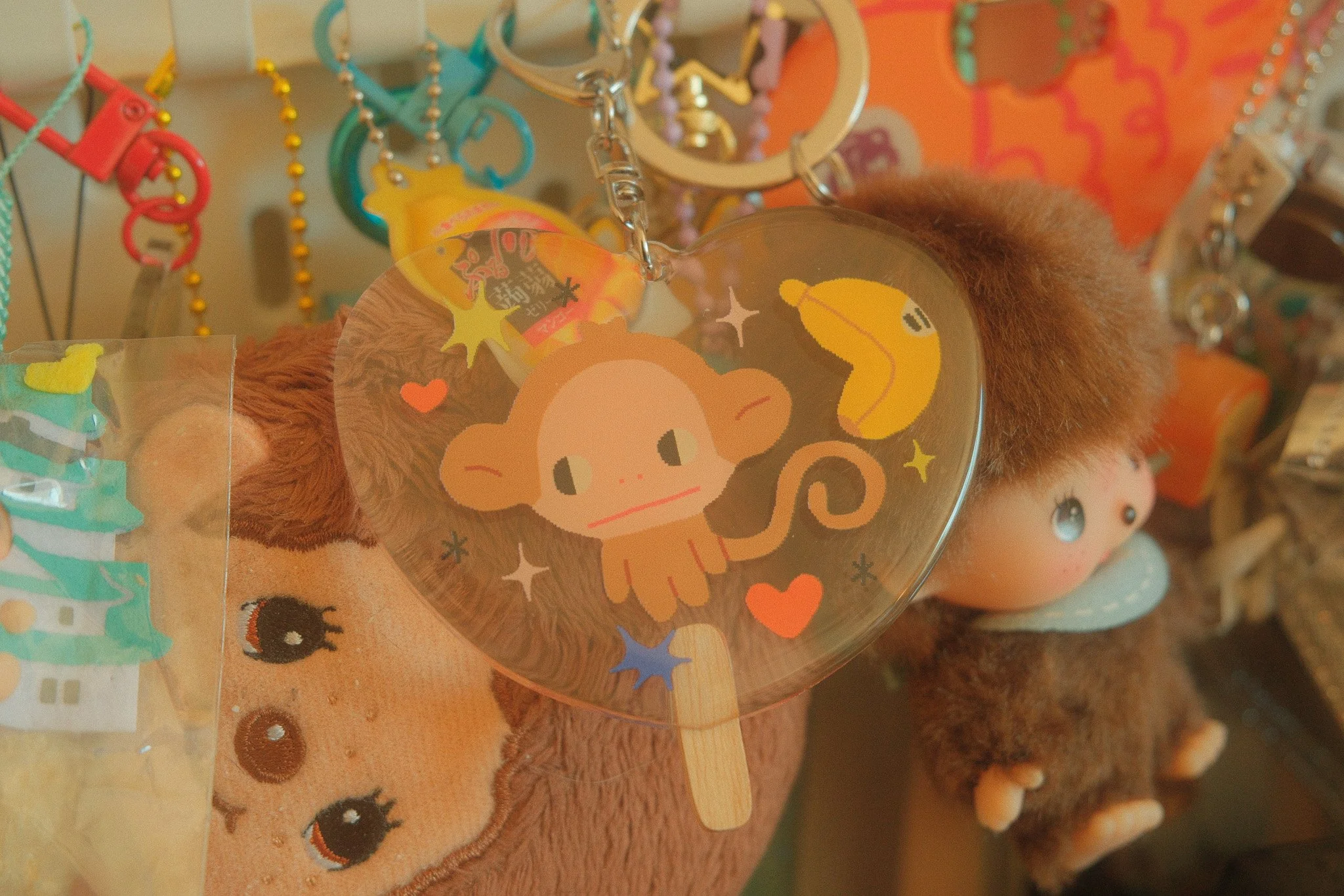 heart popsicle monkey keychain