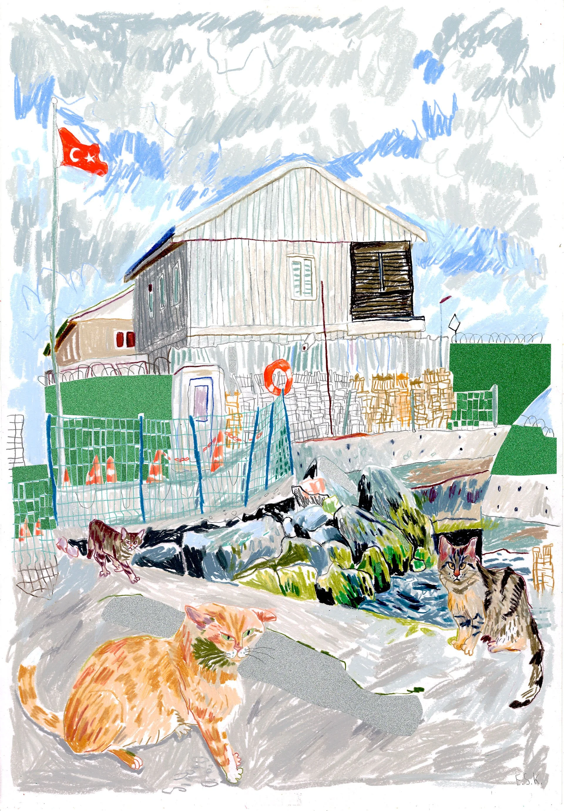 'Kabatash' | Colored pencils & collage on paper |  35x50 cm | $700